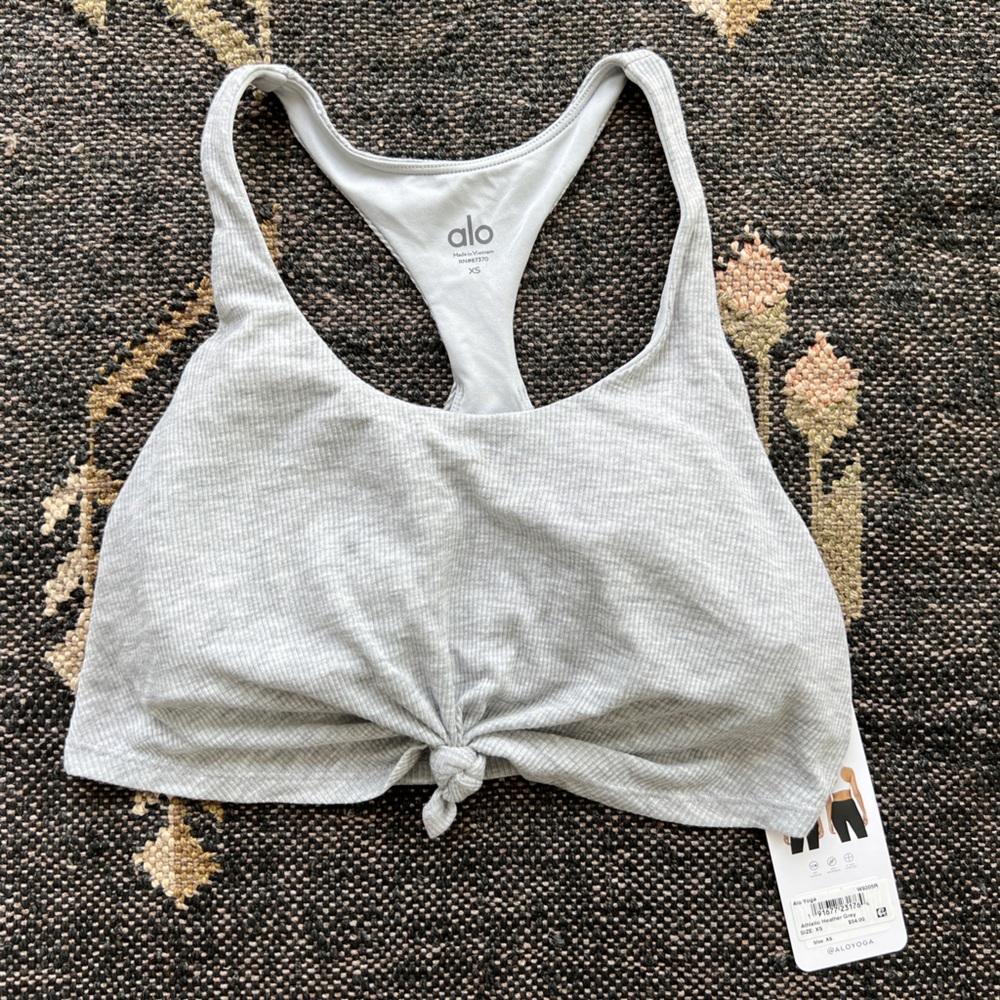 Alo Yoga Heather gray knot bra top / racerback sports bra - Size XS